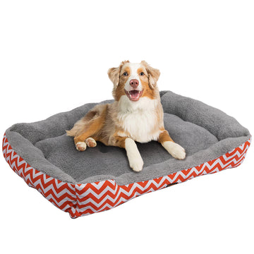 PaWz Pet Dog Cat Bed Deluxe Soft Cushion Lining Warm Kennel Orange Geo L PaWz